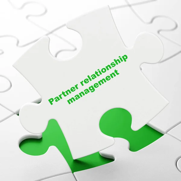 Concepto de negocio: Gestión de relaciones con socios en el fondo del rompecabezas — Foto de Stock