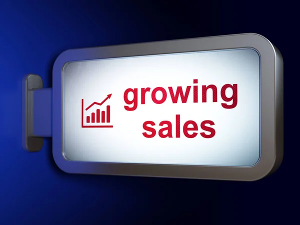 Koncepcja biznesowa: rośnie sprzedaż i wykres wzrostu na tle Billboardu — Zdjęcie stockowe