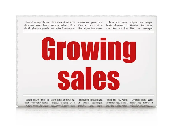 Business concept: newspaper headline Growing Sales — Stock Photo, Image