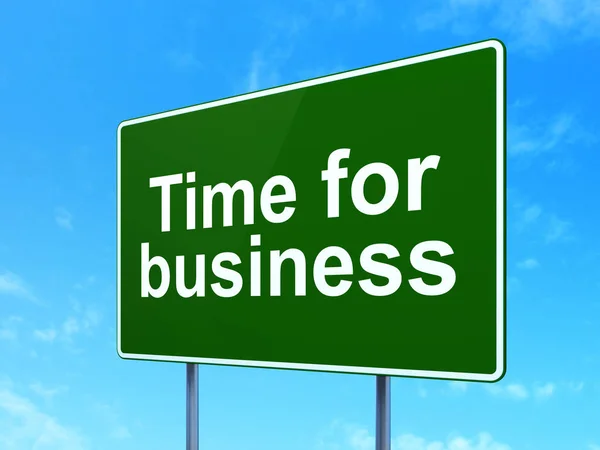 Conceito de linha do tempo: Tempo para negócios em fundo sinal de estrada — Fotografia de Stock