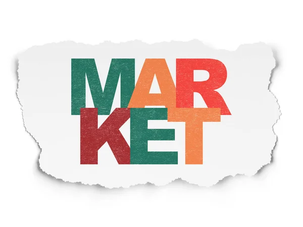 Advertising concept: Market on Torn Paper background — Stock Photo, Image