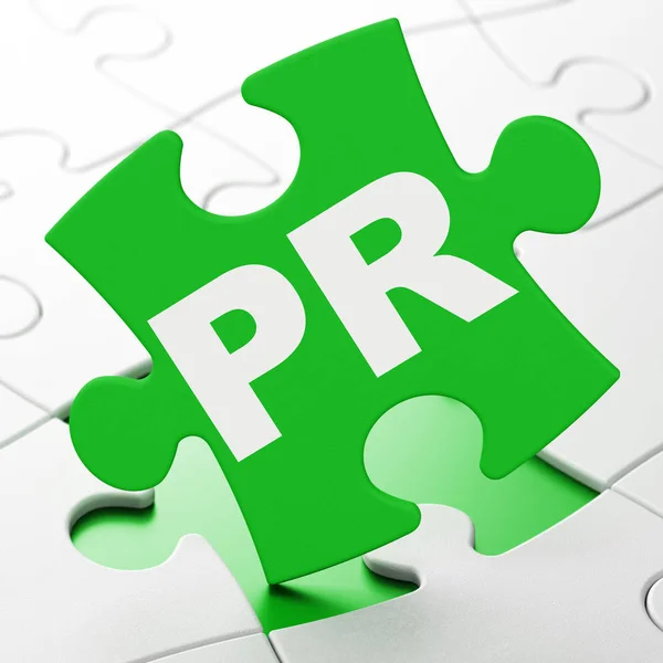 Marketingkonzept: PR auf Rätselhintergrund — Stockfoto