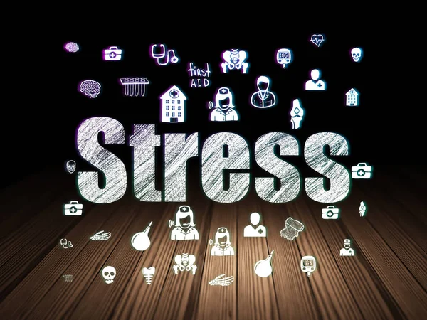 Hälso-och koncept: Stress i grunge mörkt rum — Stockfoto