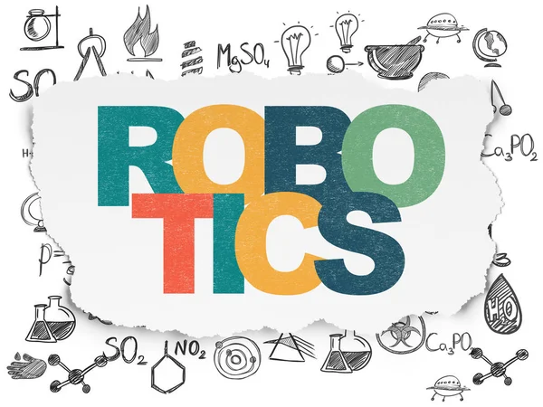 Wissenschaftskonzept: Robotik auf zerrissenem Papier — Stockfoto