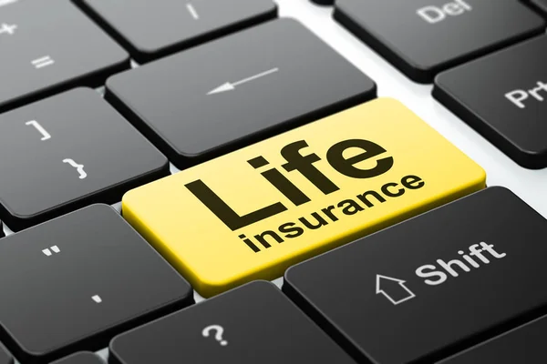 Conceito de seguro: Seguro de vida no fundo teclado do computador — Fotografia de Stock