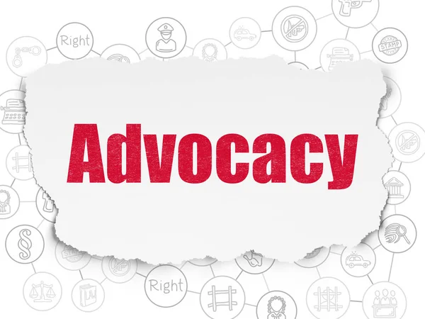 Law concept: Advocacy on Torn Paper background — Stock Photo, Image