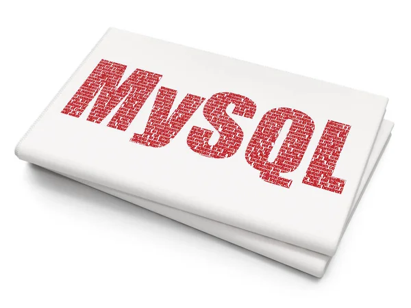 Концепция базы данных: MySQL на фоне пустых газет — стоковое фото