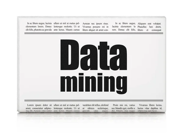 データの概念: データ マイニングの新聞の見出し — ストック写真