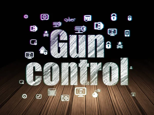 Concepto de privacidad: Gun Control en sala oscura grunge — Foto de Stock