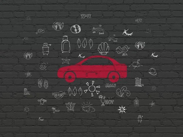 Reizen concept: Auto op muur achtergrond — Stockfoto
