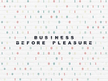 Ekonomi kavramı: duvar arka plan üzerinde zevkten önce iş