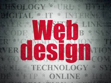 Web geliştirme kavramı: Web tasarım dijital veri kağıt arka plan üzerinde