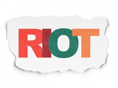 Politika kavramı: isyan yırtılmış kağıt arka plan üzerinde