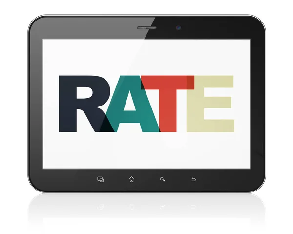 Bankkonzept: Tablet-Computer mit Rate auf dem Display — Stockfoto