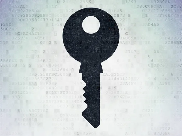Koncepcja ochrony: klucz na tle cyfrowych danych papierze — Zdjęcie stockowe