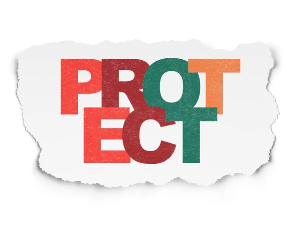 Concetto di sicurezza: proteggere su sfondo carta strappata — Foto Stock