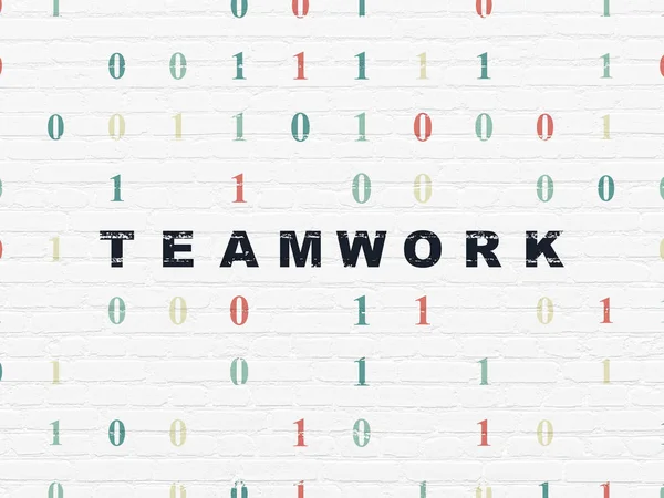 Finance concept: Teamwork on wall background — Stock Photo, Image