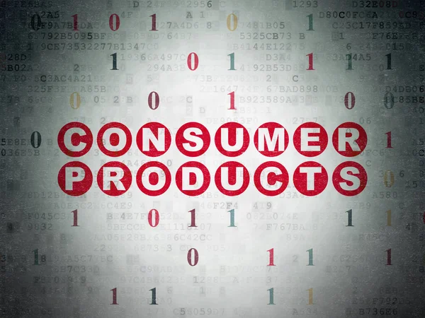 Koncepcja finansowania: produktów konsumpcyjnych na tle cyfrowych danych papierze — Zdjęcie stockowe