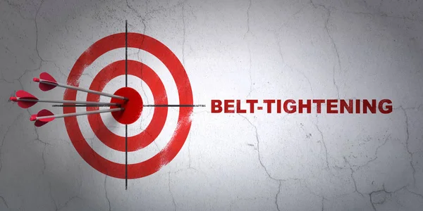 Business concept: target and Belt-tightening on wall background — Stock Photo, Image