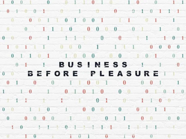 Ekonomi kavramı: duvar arka plan üzerinde zevkten önce iş