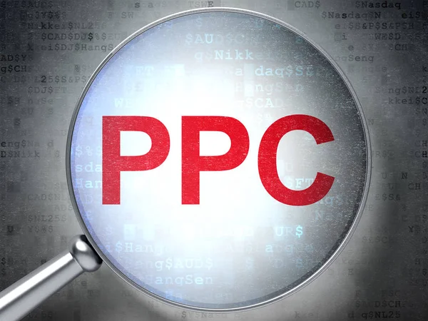 Conceito de marketing: PPC com vidro óptico — Fotografia de Stock
