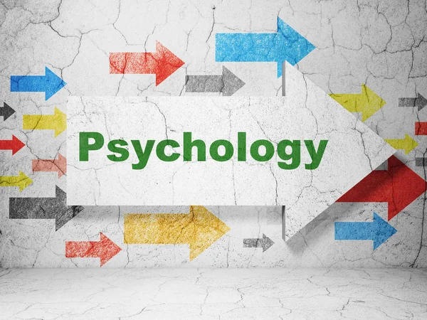 Medicine concept: arrow with Psychology on grunge wall background — Stock Photo, Image