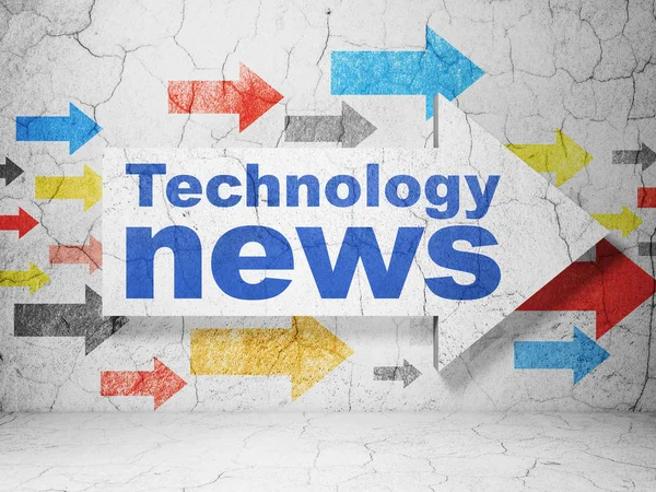 Nieuws-concept: pijl met Technology News op grunge muur achtergrond — Stockfoto