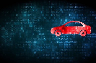 Seyahat kavramı: dijital arka plan üzerinde araba