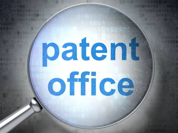 Concepto de ley: Oficina de patentes con vidrio óptico —  Fotos de Stock