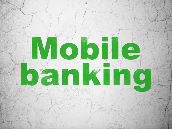 Νόμισμα έννοια: Mobile Banking σε φόντο τοίχο — Φωτογραφία Αρχείου