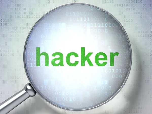 Concetto di sicurezza: Hacker con vetro ottico — Foto Stock