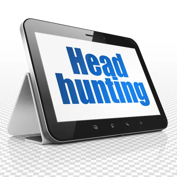Finance concept: Tablet Computer with Head Hunting on display — Stock Photo, Image