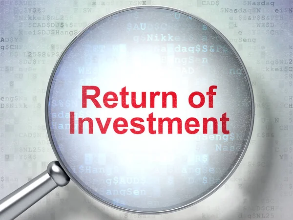 Business concept: Return of Investment with optical glass — Stock Photo, Image