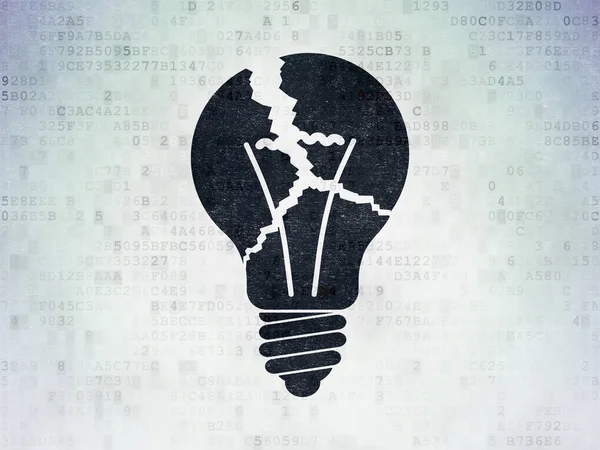 Concepto de negocio: Bombilla de luz sobre fondo de papel de datos digitales — Foto de Stock