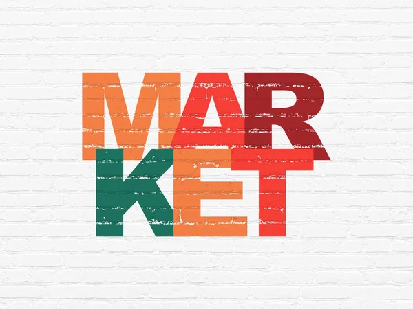 Reclame concept: markt op muur achtergrond — Stockfoto