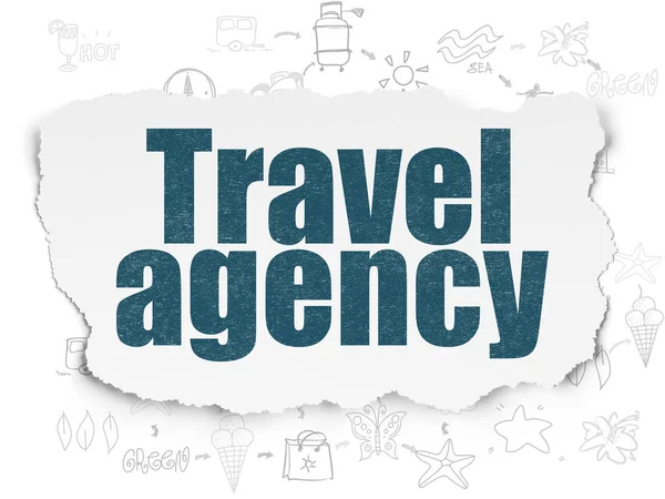 Concetto di turismo: agenzia di viaggi su sfondo carta strappata — Foto Stock
