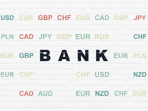 Currency concept: Bank on wall background — Stock Photo, Image