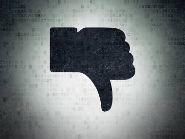 Sosyal ağ kavramı: dijital veri kağıt arka plan üzerinde başparmak aşağı