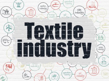 Manufacuring kavramı: duvar arka plan üzerinde Tekstil Sanayi