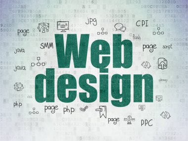 Web geliştirme kavramı: Web tasarım dijital veri kağıt arka plan üzerinde
