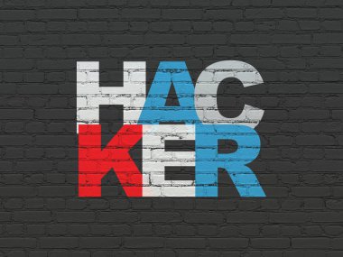 Güvenlik kavramı: Hacker duvar arka plan üzerinde