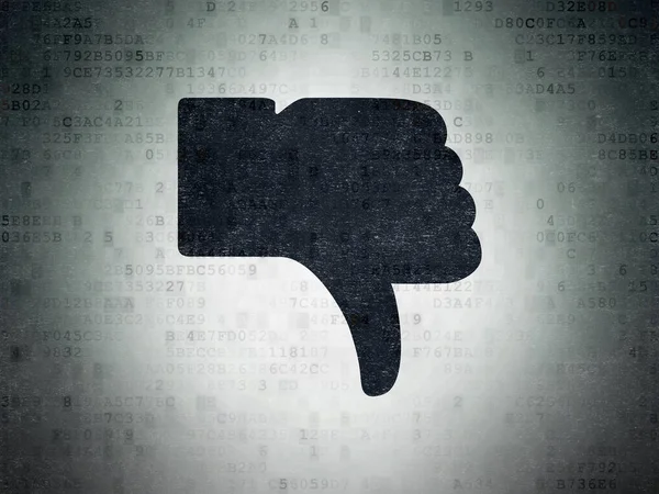 Sosyal ağ kavramı: dijital veri kağıt arka plan üzerinde başparmak aşağı