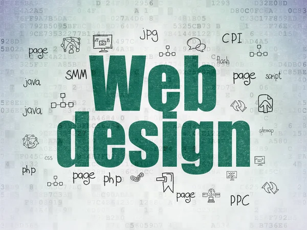 Web utvecklingskoncept: webbdesign på Digital Data papper bakgrund — Stockfoto