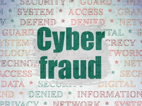 Skydd koncept: Cyber bedrägeri på Digital Data papper bakgrund — Stockfoto