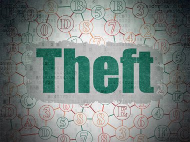 Emniyet konsepti: hırsızlık dijital veri kağıt arka plan üzerinde