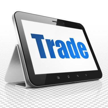 İş kavramı: ticaret ekranda Tablet bilgisayarınızla