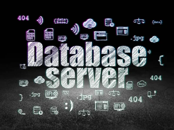 Datenbankkonzept: Datenbankserver im Grunge Dark Room — Stockfoto