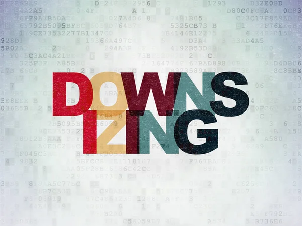 Ekonomi kavramı: dijital veri kağıt arka plan üzerinde küçülme