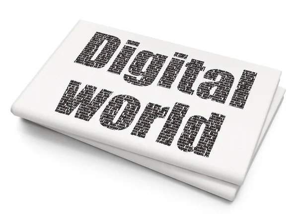 データの概念: 空白の新聞の背景にデジタル世界 — ストック写真
