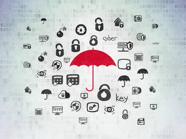 Datenschutzkonzept: Regenschirm auf digitalem Datenpapier — Stockfoto
